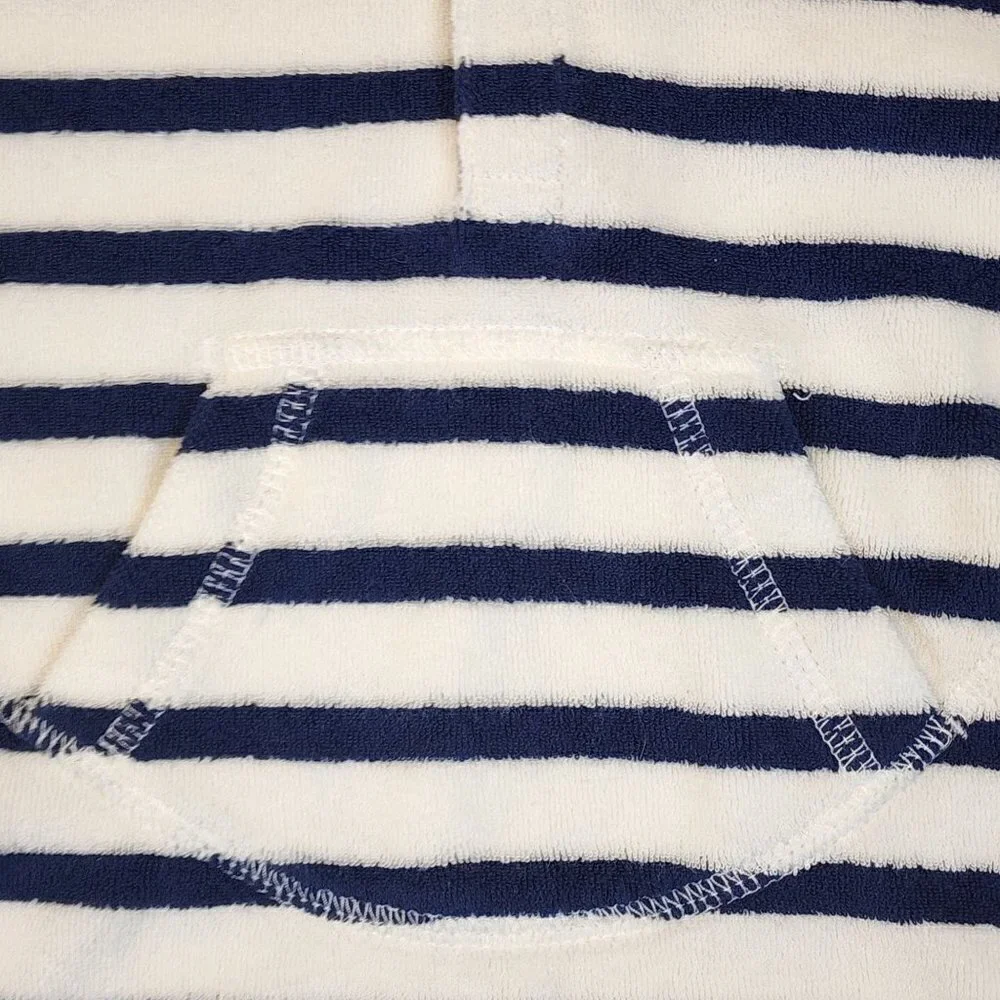 Baby Mini Boden sz 3-6 months toweling hoodie swim cover up stripes New
